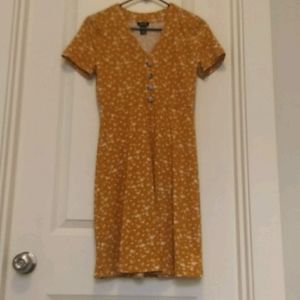 Justify Yellow, Floral Printed, Button Mini Dress